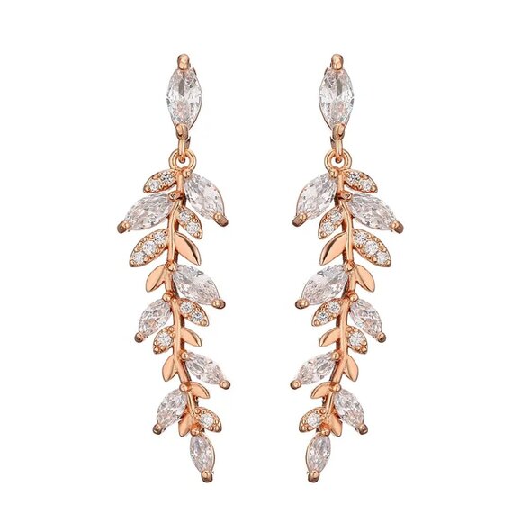 Whisperly Dangle Earrings Wedding Prom Fashion Jewelry, ROSE GOLD - Picture 2 of 2